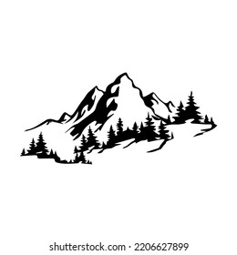 vector illustration of a mountain, on a white background, a silhouette of a mountain.