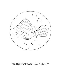 Ilustración vectorial de montaña, contorno de montaña