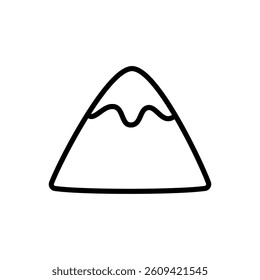 A vector illustration of a mountain in outlined style, isolated on a white background. Ideal for nature, adventure, hiking, and outdoor-themed designs.