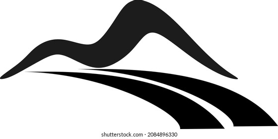 Ilustración vectorial de la montaña y la carretera.