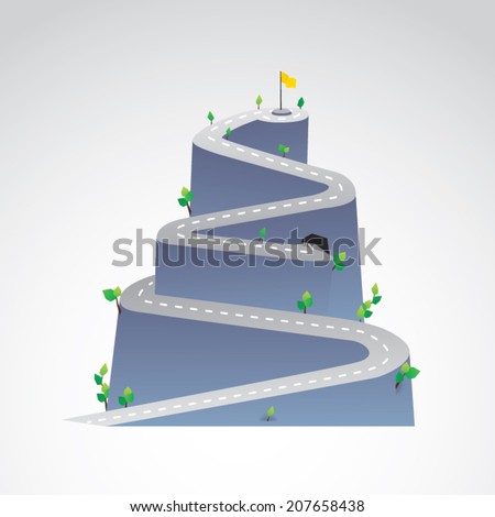 vector illustration of mountain road winding to success