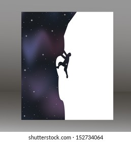 vector illustration of mountain and rock climber which can be used as card, poster or banner