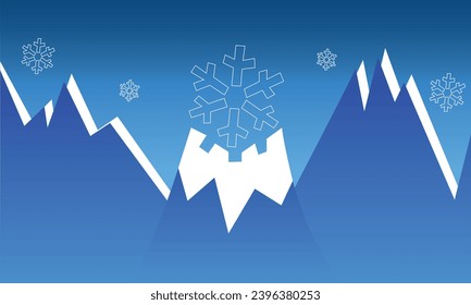 Vector illustration of mountain scenic on winter season at night