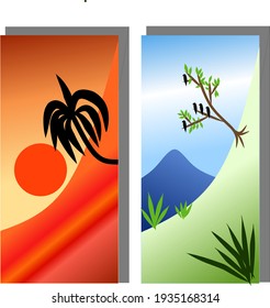 Vector illustration of mountain and sea views, perfect for print on canvas for bedroom wall decoration
