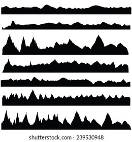 Vector Illustration  and Mountain Silhouettes White Background