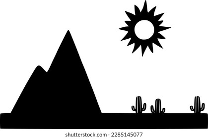 Vektorgrafik von Berg und Sonne