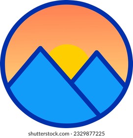 Vektorgrafik von Berg und Sonne