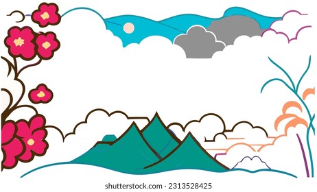 vector illustration of mountain tree landscape