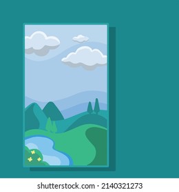 a vector illustration of a mountain view  scenery