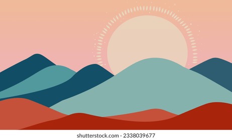 Vector
illustration of a mountain view with a simple and elegant design.