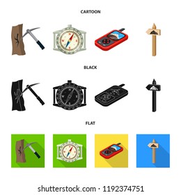 Vector illustration of mountaineering and peak icon. Collection of mountaineering and camp vector icon for stock.