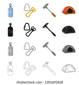 Vector illustration of mountaineering and peak icon. Collection of mountaineering and camp stock vector illustration.