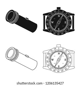 Vector illustration of mountaineering and peak icon. Set of mountaineering and camp stock vector illustration.