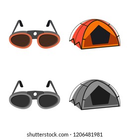 Vector illustration of mountaineering and peak icon. Collection of mountaineering and camp stock symbol for web.