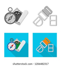 Vector illustration of mountaineering and peak icon. Collection of mountaineering and camp stock symbol for web.