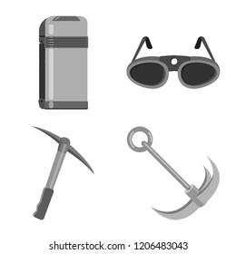 Vector illustration of mountaineering and peak icon. Set of mountaineering and camp stock symbol for web.