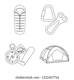 Vector illustration of mountaineering and peak icon. Collection of mountaineering and camp stock vector illustration.