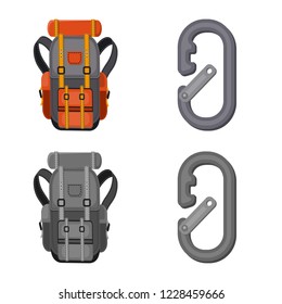 Vector illustration of mountaineering and peak icon. Collection of mountaineering and camp stock vector illustration.
