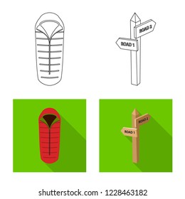 Vector illustration of mountaineering and peak icon. Set of mountaineering and camp vector icon for stock.