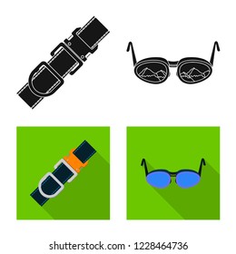 Vector illustration of mountaineering and peak icon. Collection of mountaineering and camp stock symbol for web.