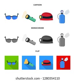 Vector illustration of mountaineering and peak icon. Collection of mountaineering and camp stock symbol for web.