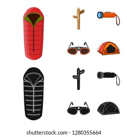 Vector illustration of mountaineering and peak icon. Set of mountaineering and camp stock vector illustration.