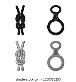 Vector illustration of mountaineering and peak icon. Collection of mountaineering and camp stock vector illustration.