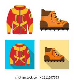 Vector illustration of mountaineering and peak icon. Collection of mountaineering and camp stock vector illustration.