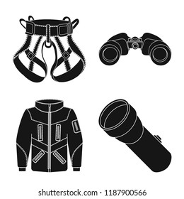 Vector illustration of mountaineering and peak logo. Set of mountaineering and camp stock vector illustration.