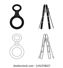 Vector illustration of mountaineering and peak logo. Collection of mountaineering and camp stock symbol for web.