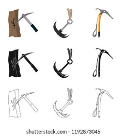 Vector illustration of mountaineering and peak logo. Collection of mountaineering and camp vector icon for stock.