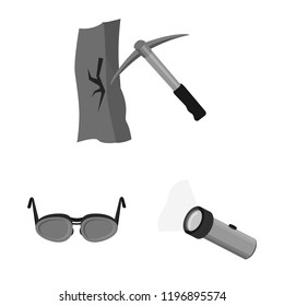 Vector illustration of mountaineering and peak logo. Set of mountaineering and camp vector icon for stock.