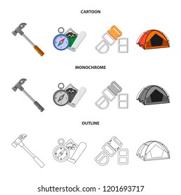 Vector illustration of mountaineering and peak logo. Set of mountaineering and camp stock symbol for web.