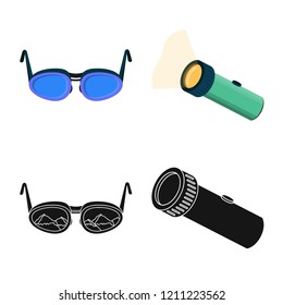 Vector illustration of mountaineering and peak logo. Set of mountaineering and camp stock vector illustration.