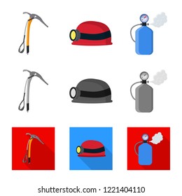 Vector illustration of mountaineering and peak logo. Collection of mountaineering and camp stock vector illustration.
