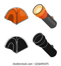 Vector illustration of mountaineering and peak logo. Collection of mountaineering and camp vector icon for stock.
