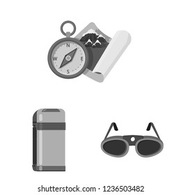 Vector illustration of mountaineering and peak logo. Set of mountaineering and camp stock symbol for web.