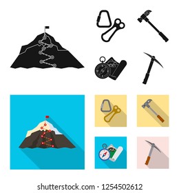 Vector illustration of mountaineering and peak logo. Set of mountaineering and camp stock vector illustration.