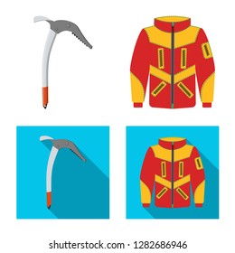 Vector illustration of mountaineering and peak logo. Set of mountaineering and camp vector icon for stock.