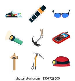 Vector illustration of mountaineering and peak logo. Set of mountaineering and camp stock vector illustration.