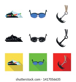 Vector illustration of mountaineering and peak logo. Collection of mountaineering and camp stock vector illustration.