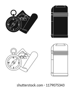 Vector illustration of mountaineering and peak sign. Set of mountaineering and camp stock symbol for web.