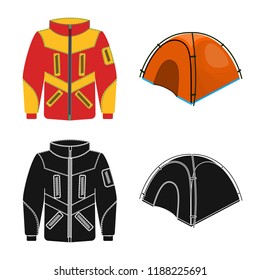 Vector illustration of mountaineering and peak sign. Collection of mountaineering and camp vector icon for stock.