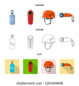 Vector illustration of mountaineering and peak sign. Collection of mountaineering and camp vector icon for stock.