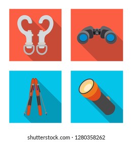Vector illustration of mountaineering and peak sign. Collection of mountaineering and camp stock symbol for web.