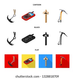 Vector illustration of mountaineering and peak sign. Collection of mountaineering and camp vector icon for stock.