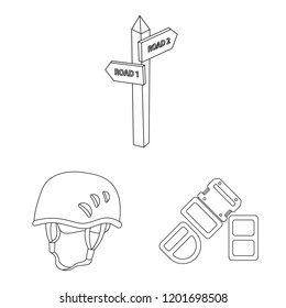 Vector illustration of mountaineering and peak symbol. Set of mountaineering and camp stock symbol for web.