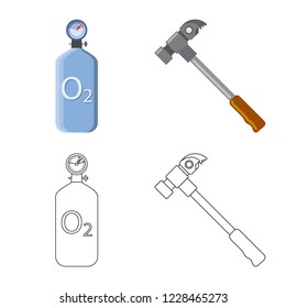Vector illustration of mountaineering and peak symbol. Collection of mountaineering and camp stock vector illustration.