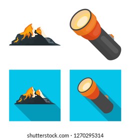 Vector illustration of mountaineering and peak symbol. Collection of mountaineering and camp stock vector illustration.