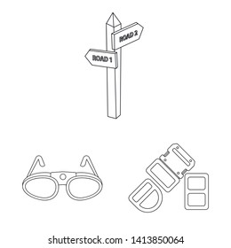 Vector illustration of mountaineering and peak symbol. Collection of mountaineering and camp stock vector illustration.